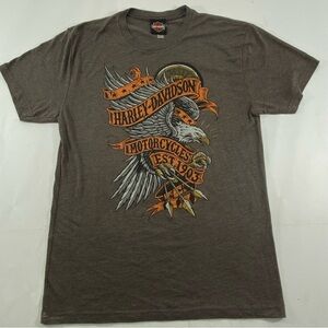 Harley Davidson Gray T-Shirt Eagle Graphic & Bootlegger Graphic   Men’s Size M
